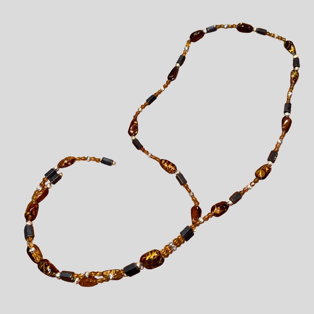 Elegant Amber/Brown/Black Magnet Beaded Bracelet/Necklace - Picture 2 of 2